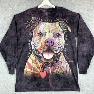 The Mountain Tie Dye Shirt Mens Medium Black Pit Bulls Long Sleeve Tee Casual‎